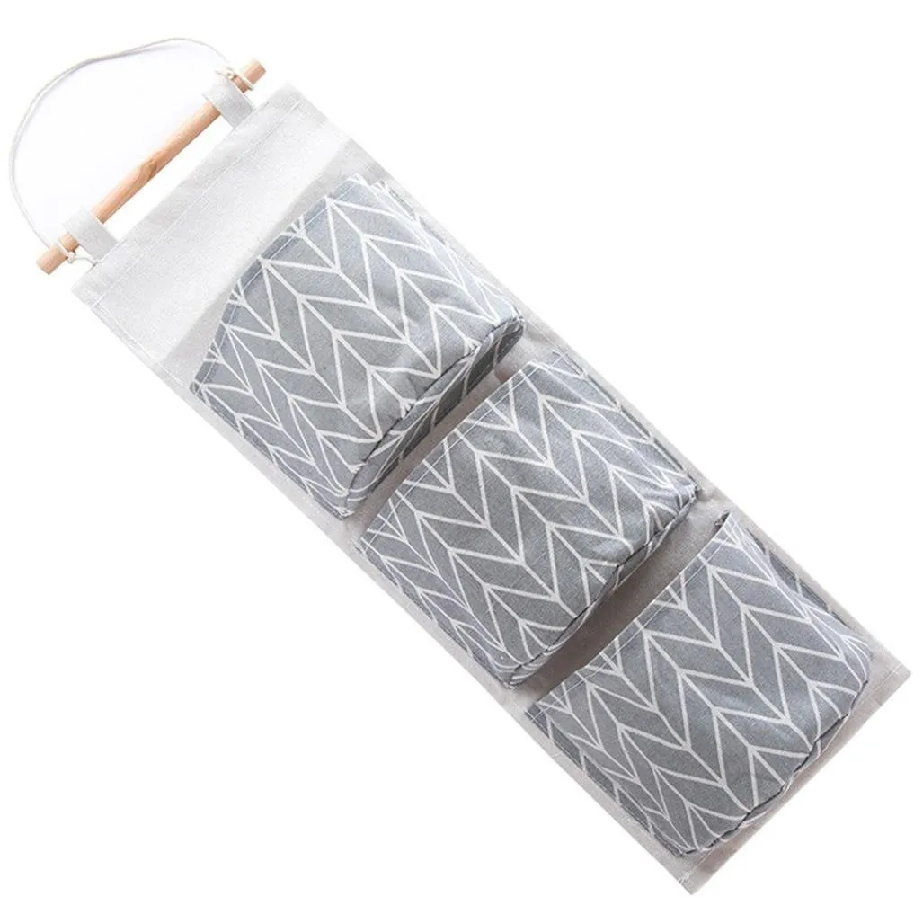 Huphoon Over the Door Closet Organizer, Pack of 1 Wall Mounted 3 Bags Storage Bag for Bedroom & Bathroom (Gray)