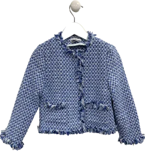 Il Gufo Blue Tweed Fringed Jacket 5 Years