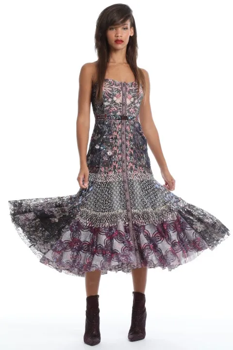 In Earnest Official By Byron Lars Strapless Textural Lace Bustier Dress