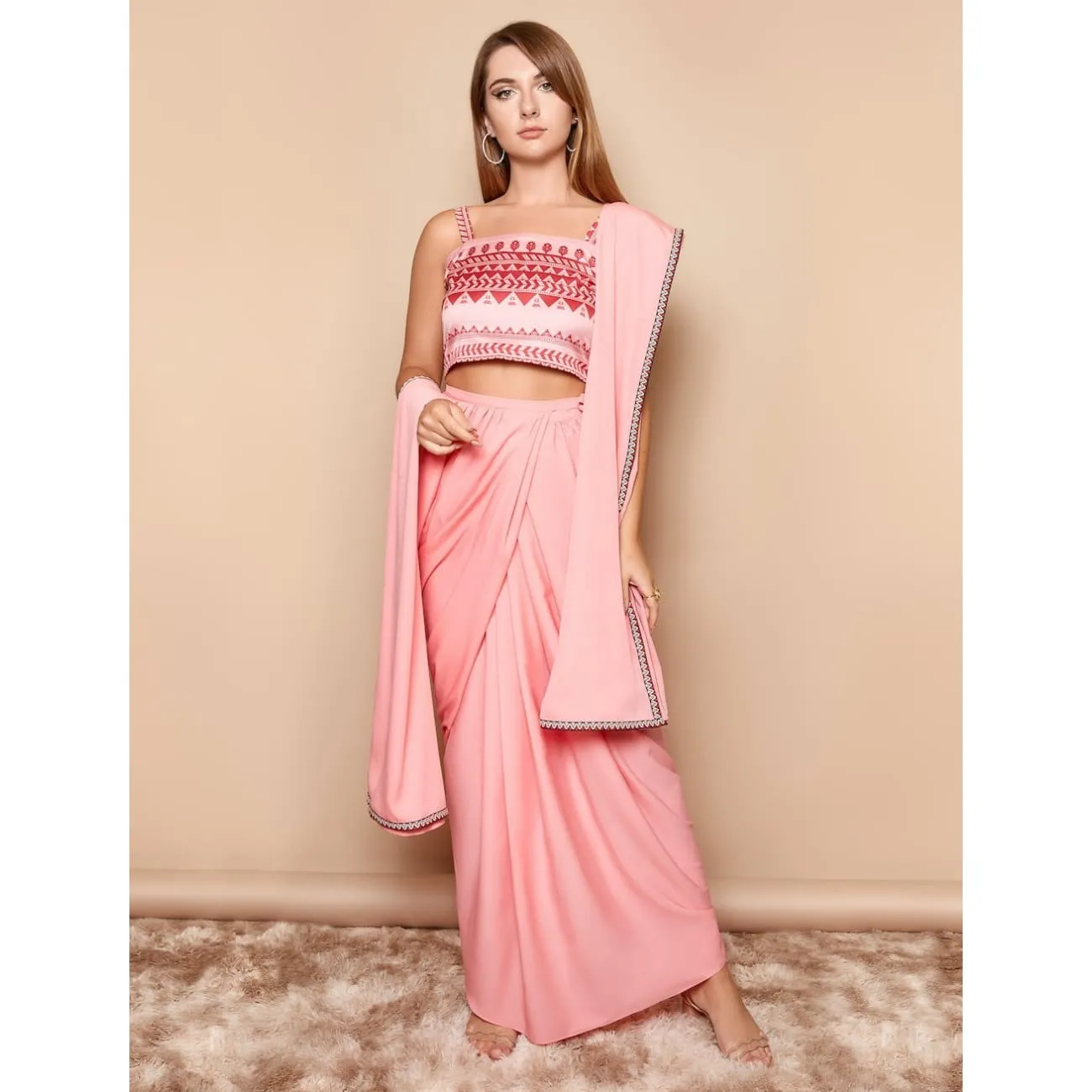 Indian Pink Saree Dress
