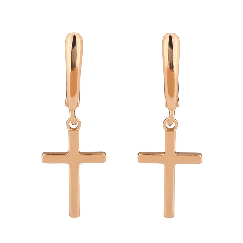 Infinity Hoop Cross Earrings