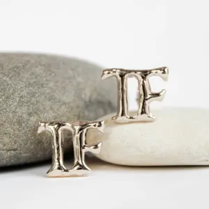 Initial Cufflinks, White Gold