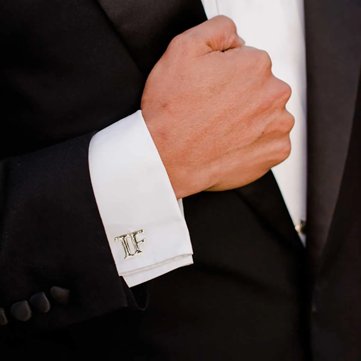 Initial Cufflinks, White Gold