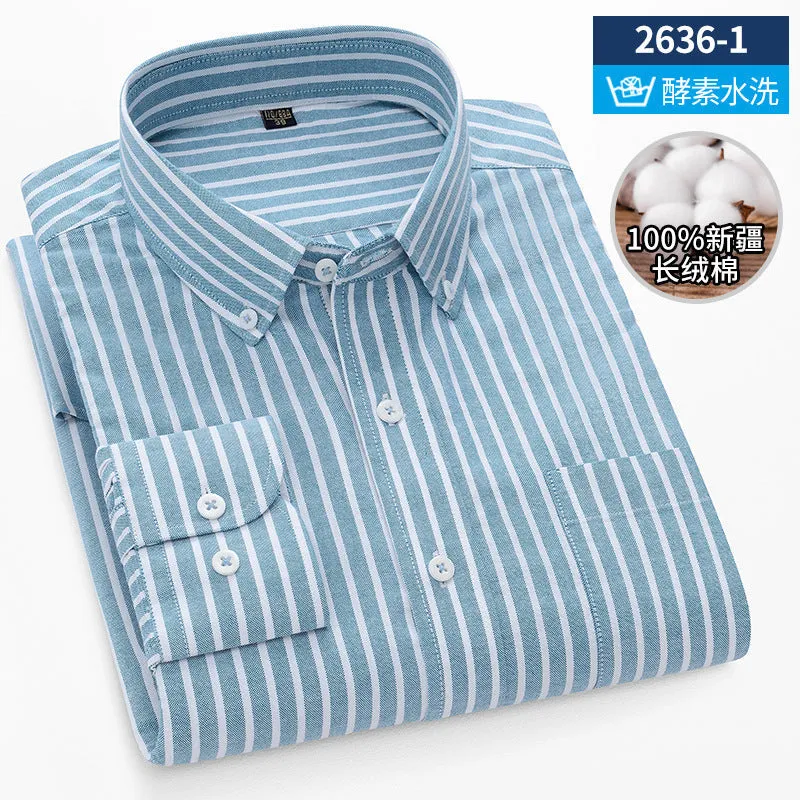 INSTOCK-New Oxford vertical striped long-sleeved men
