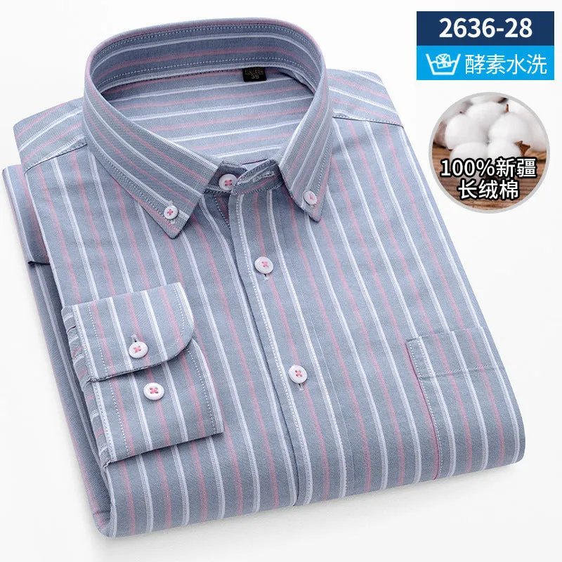 INSTOCK-New Oxford vertical striped long-sleeved men