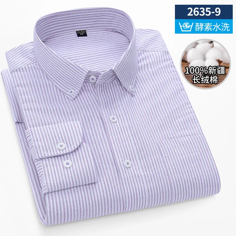 INSTOCK-New Oxford vertical striped long-sleeved men