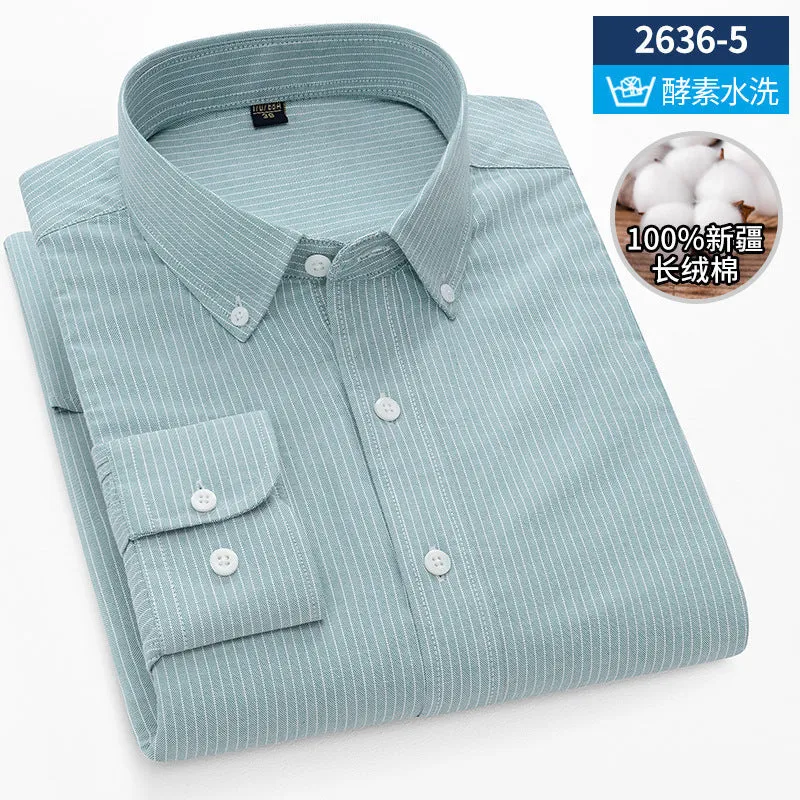 INSTOCK-New Oxford vertical striped long-sleeved men