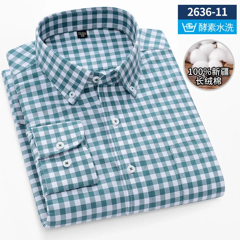 INSTOCK-New Oxford vertical striped long-sleeved men