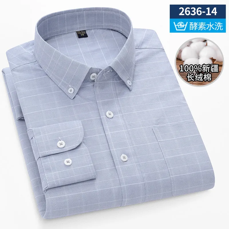 INSTOCK-New Oxford vertical striped long-sleeved men