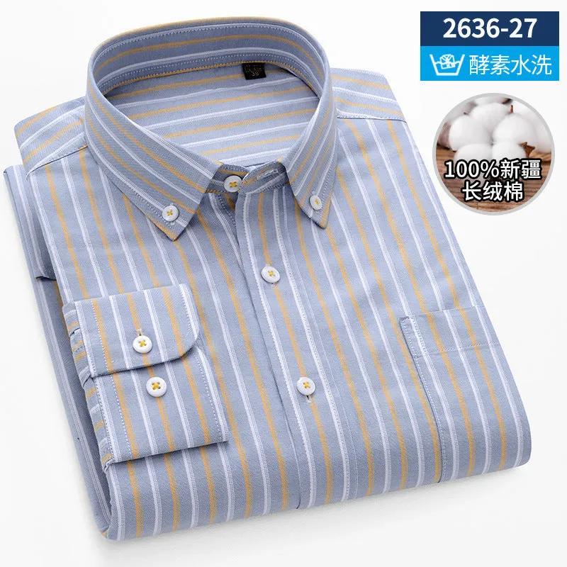INSTOCK-New Oxford vertical striped long-sleeved men