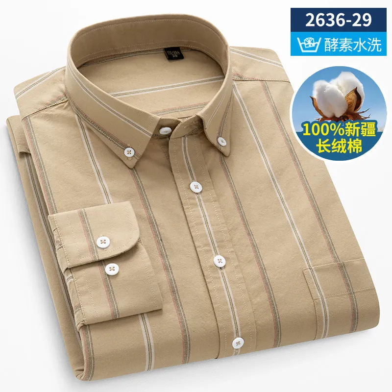 INSTOCK-New Oxford vertical striped long-sleeved men
