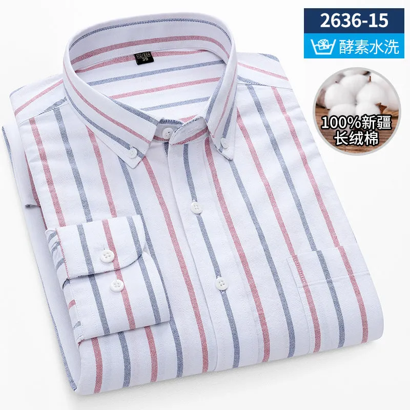 INSTOCK-New Oxford vertical striped long-sleeved men