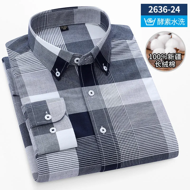 INSTOCK-New Oxford vertical striped long-sleeved men
