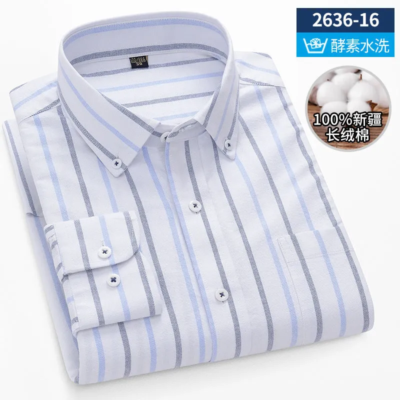 INSTOCK-New Oxford vertical striped long-sleeved men