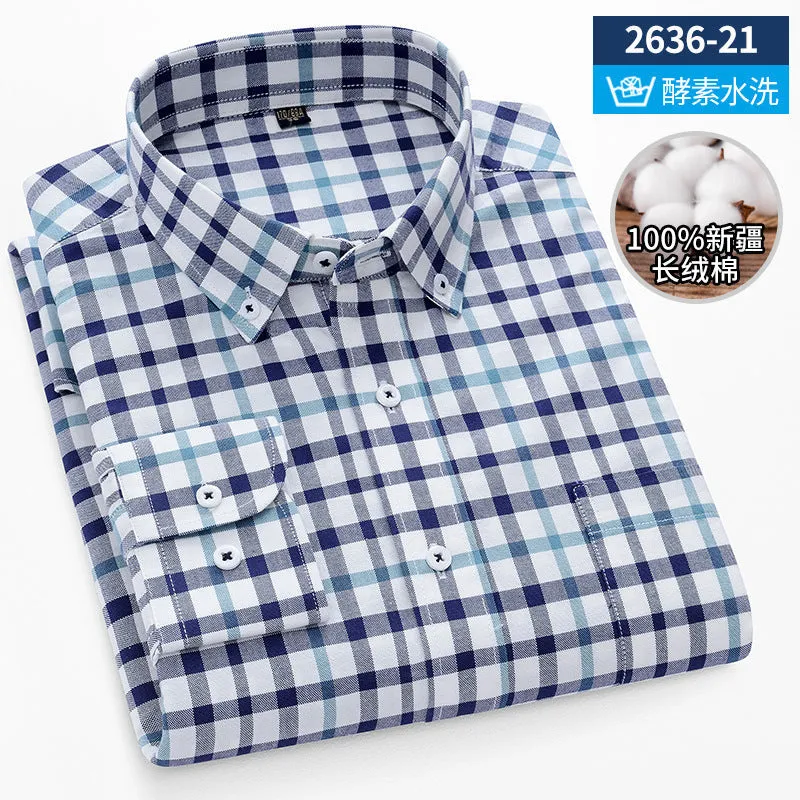 INSTOCK-New Oxford vertical striped long-sleeved men