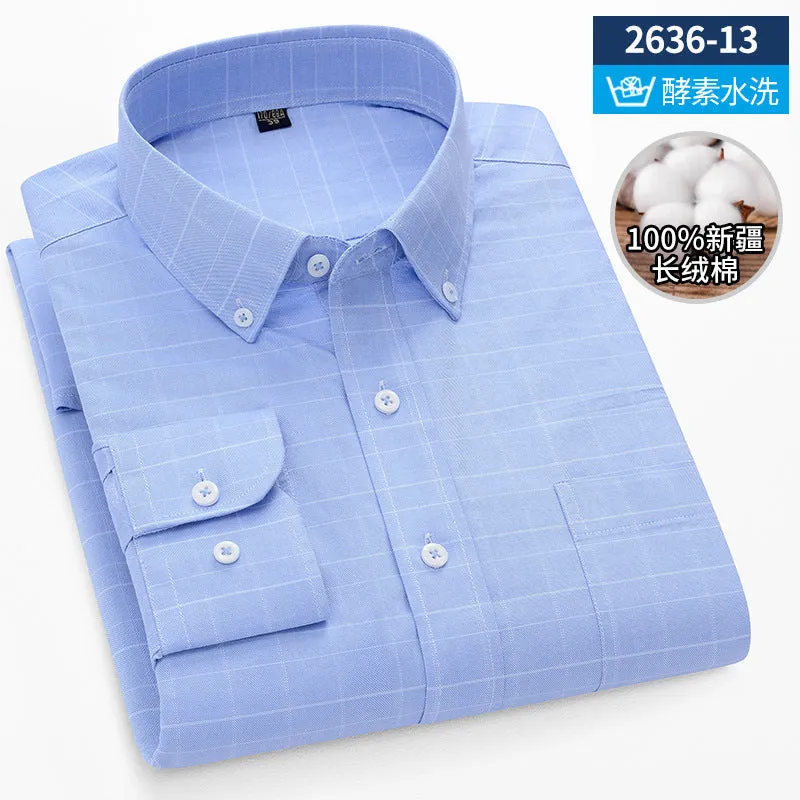 INSTOCK-New Oxford vertical striped long-sleeved men