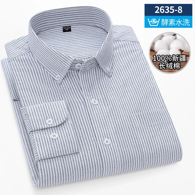 INSTOCK-New Oxford vertical striped long-sleeved men