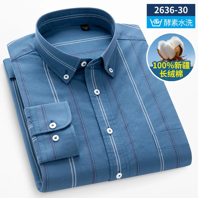 INSTOCK-New Oxford vertical striped long-sleeved men