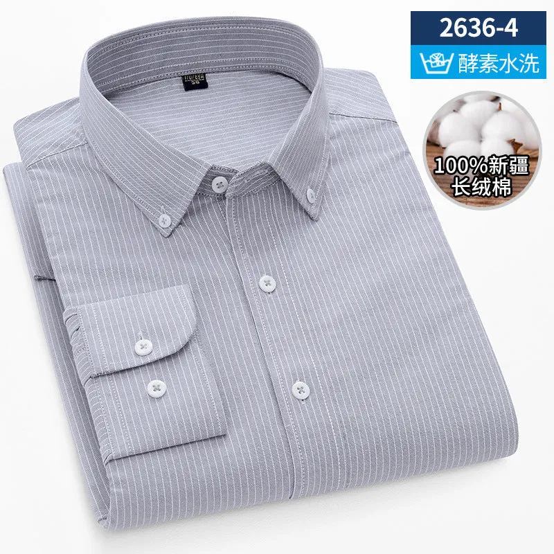 INSTOCK-New Oxford vertical striped long-sleeved men
