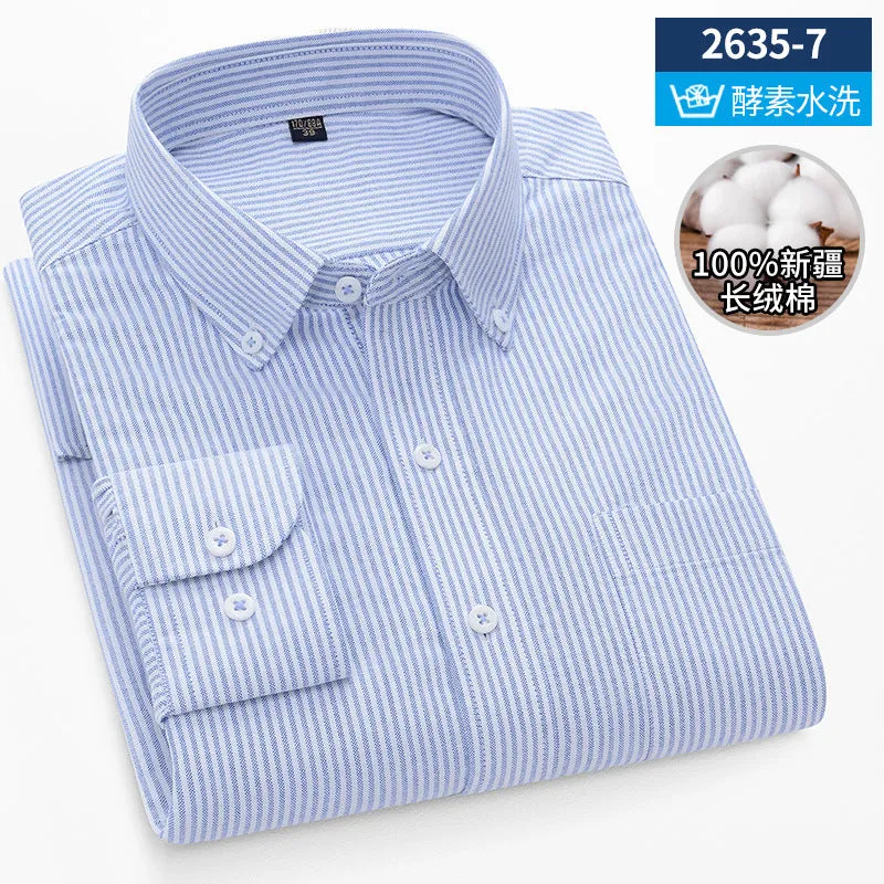 INSTOCK-New Oxford vertical striped long-sleeved men