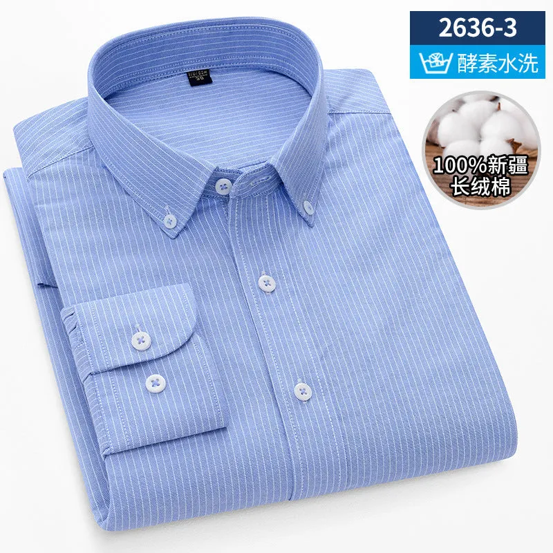 INSTOCK-New Oxford vertical striped long-sleeved men