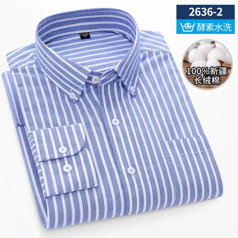 INSTOCK-New Oxford vertical striped long-sleeved men