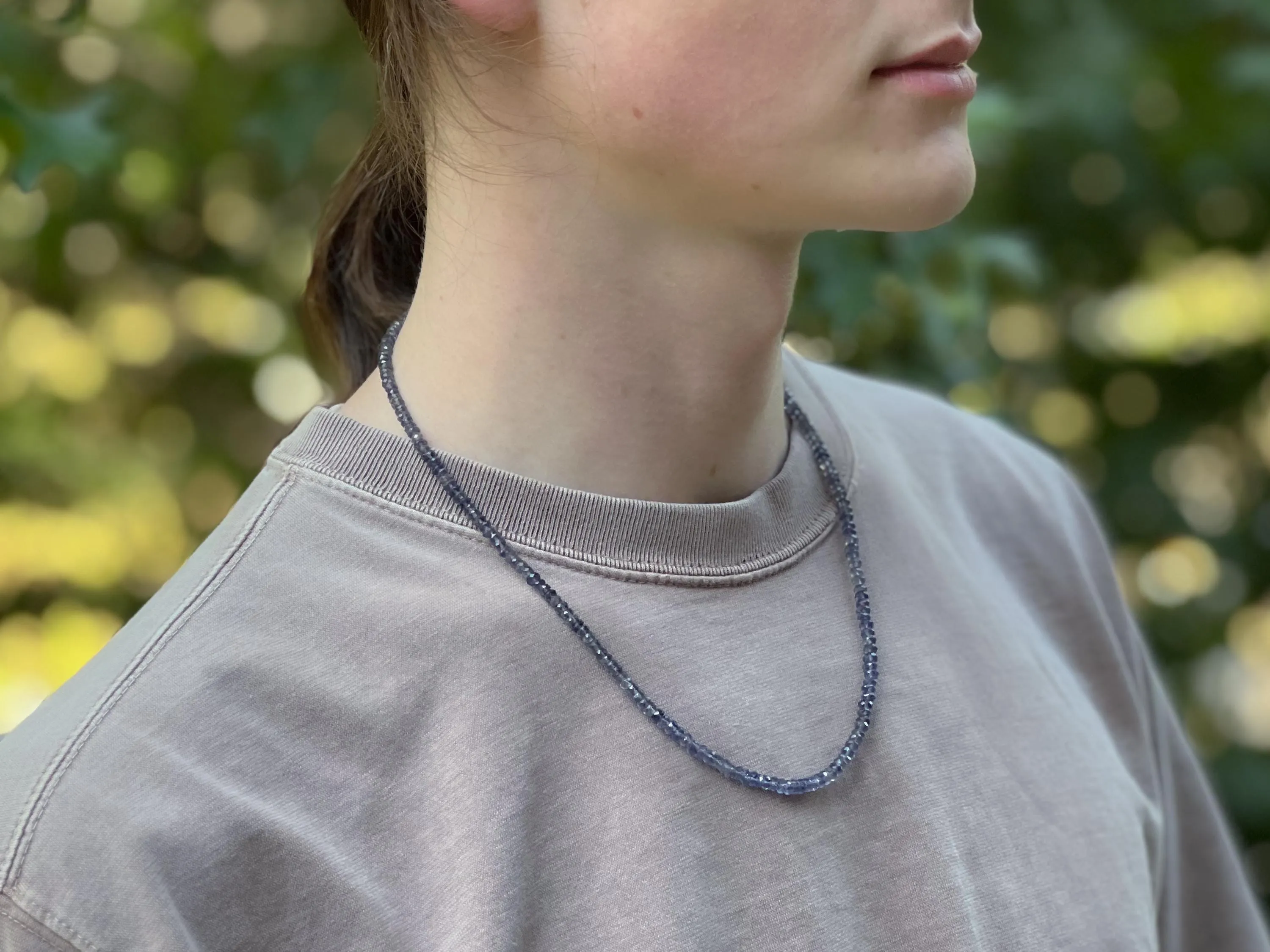 Iolite Men's Gemstone Necklace, Unisex Necklace, Gemstone Necklaces, Gift for Him, Boho Style, Everyday Jewelry, Handmade, Classic Style