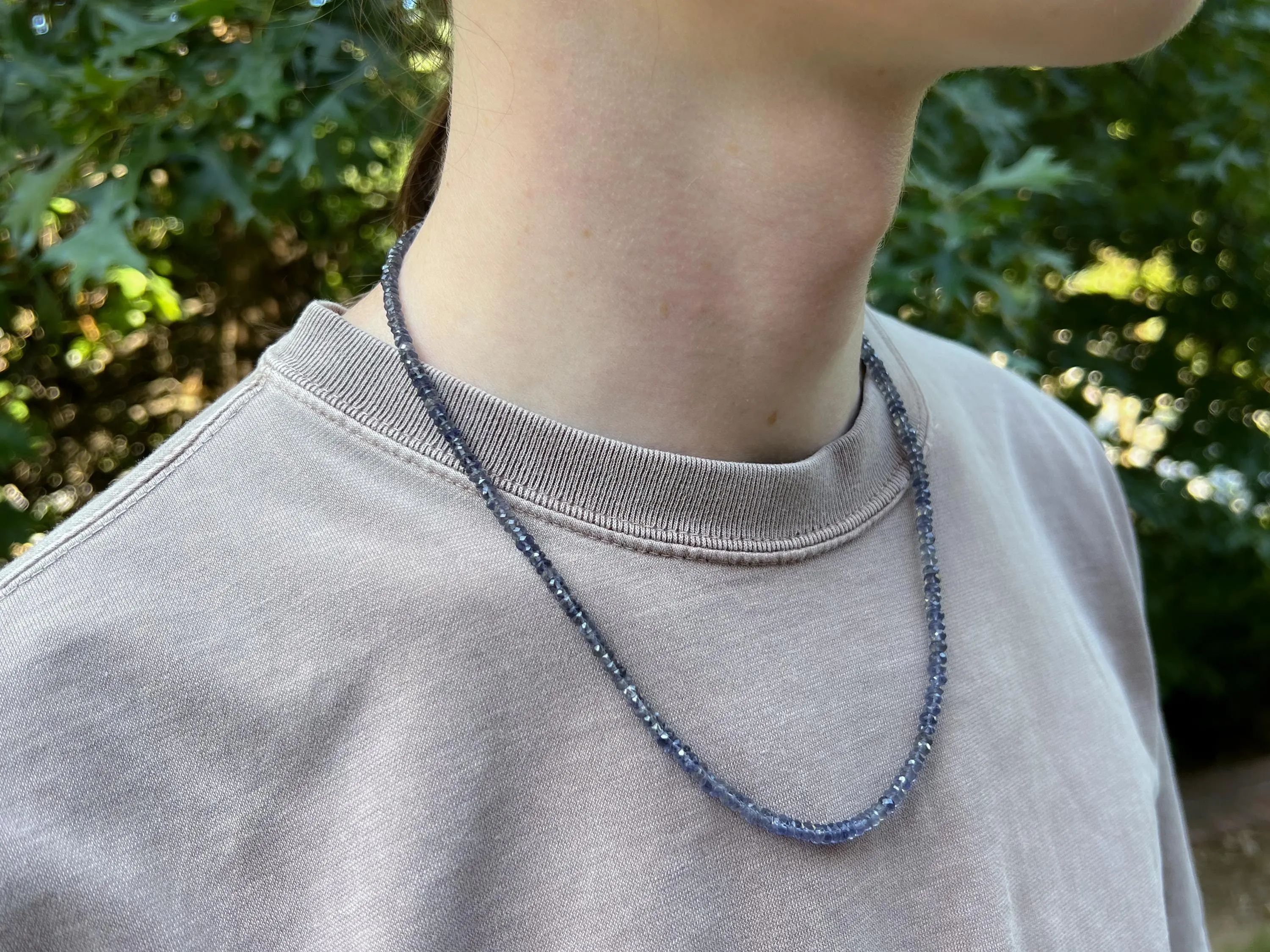 Iolite Men's Gemstone Necklace, Unisex Necklace, Gemstone Necklaces, Gift for Him, Boho Style, Everyday Jewelry, Handmade, Classic Style