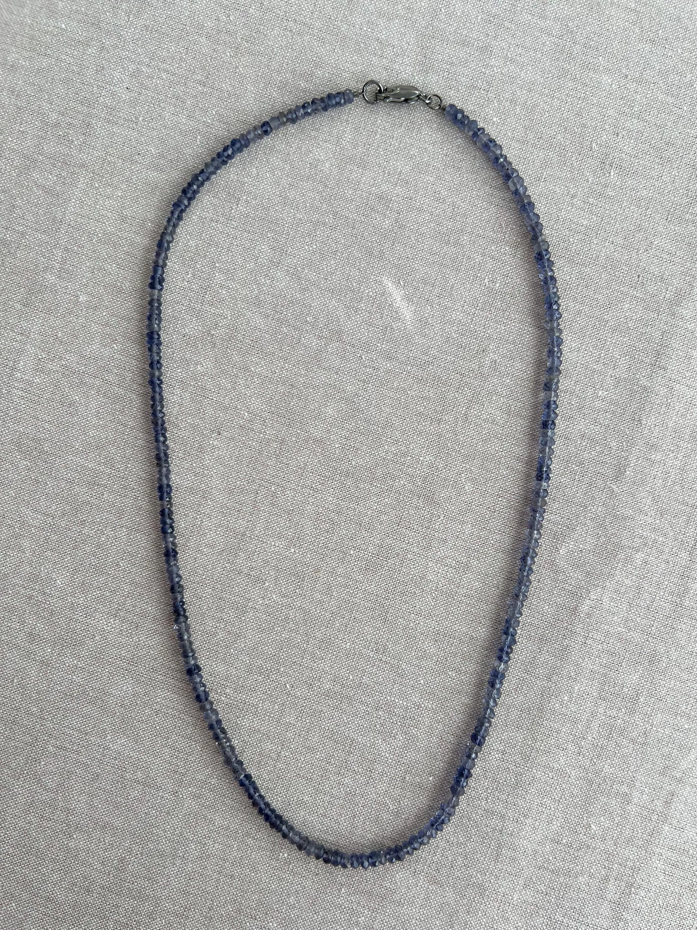 Iolite Men's Gemstone Necklace, Unisex Necklace, Gemstone Necklaces, Gift for Him, Boho Style, Everyday Jewelry, Handmade, Classic Style