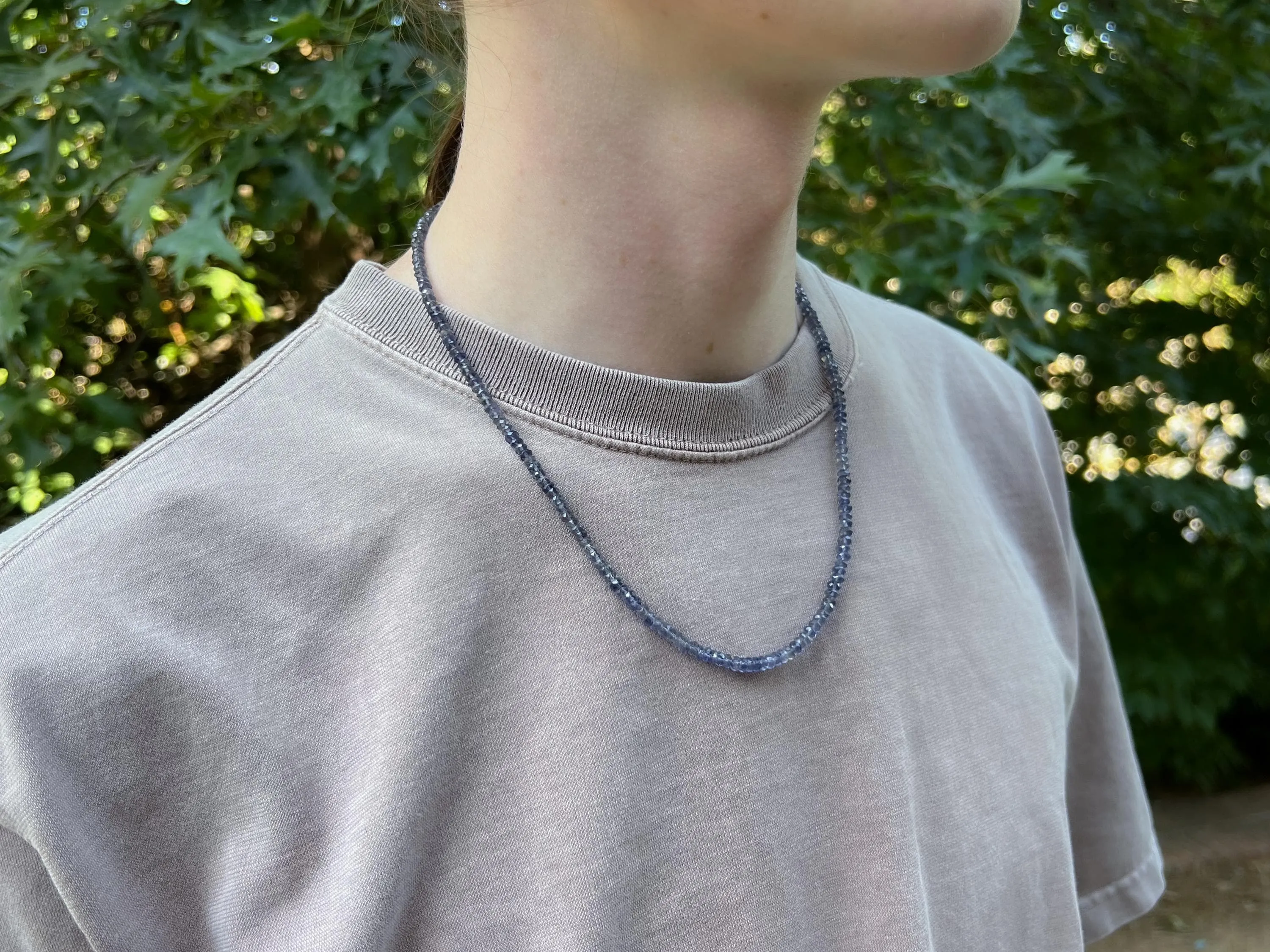 Iolite Men's Gemstone Necklace, Unisex Necklace, Gemstone Necklaces, Gift for Him, Boho Style, Everyday Jewelry, Handmade, Classic Style