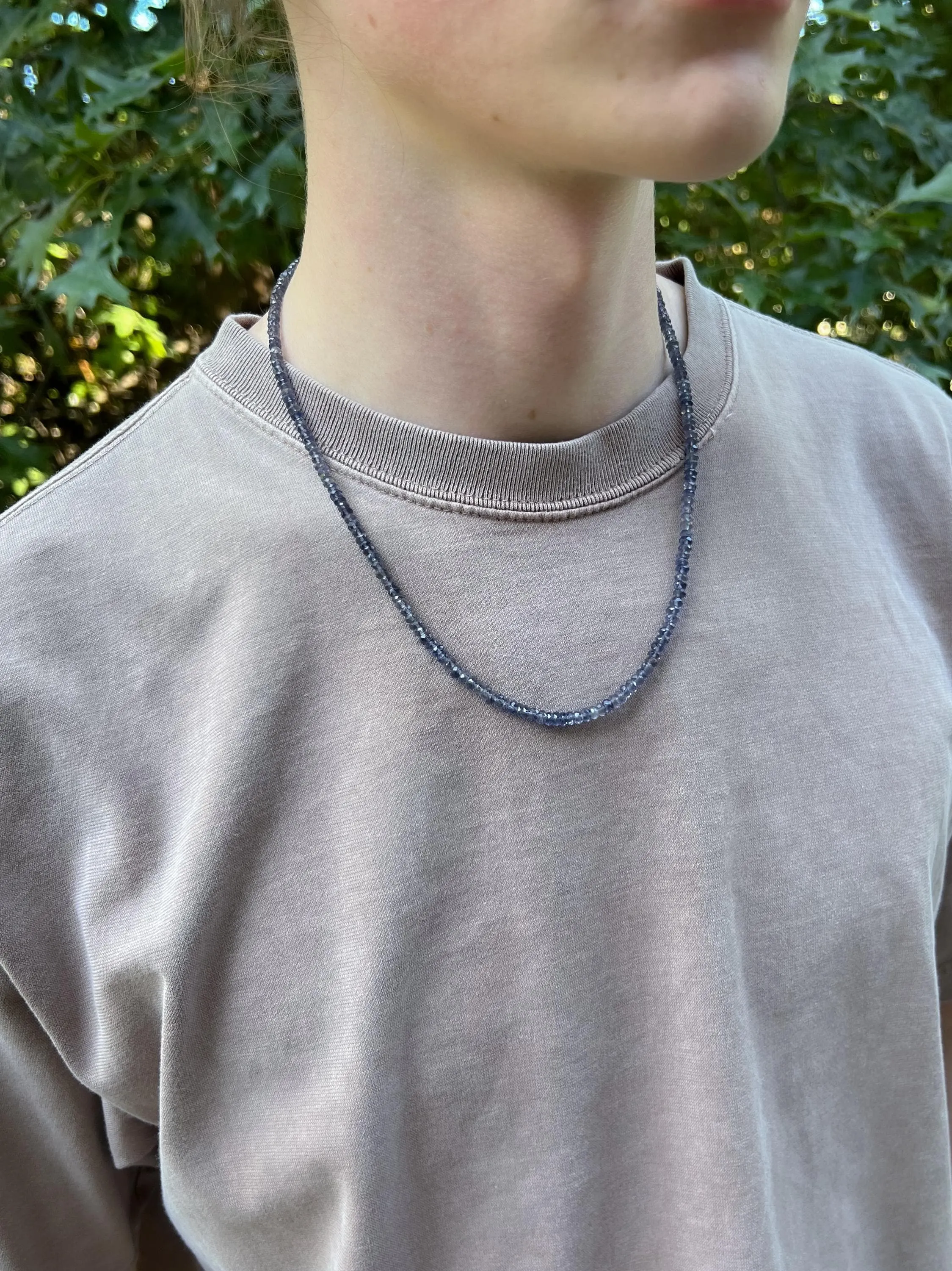 Iolite Men's Gemstone Necklace, Unisex Necklace, Gemstone Necklaces, Gift for Him, Boho Style, Everyday Jewelry, Handmade, Classic Style