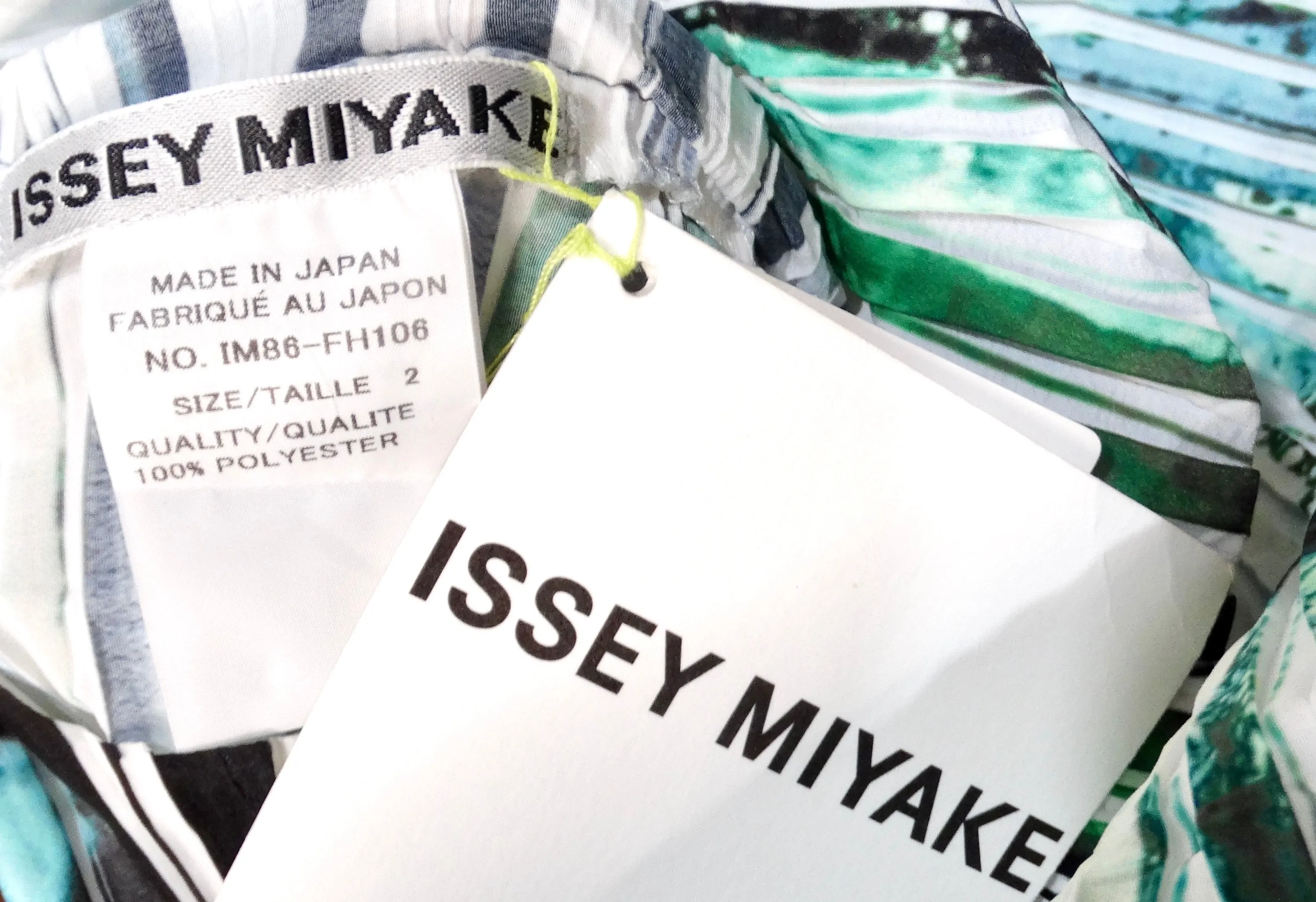 Issey Miyake 2018 Cool Toned Striped Abstract Pleated Bubble Dress
