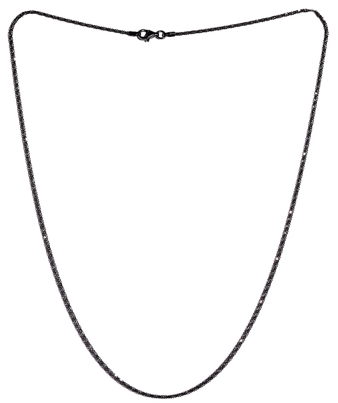 Italian Black Rhodium Sterling Silver Rock SPARKLE Chain Necklace 20 in (4.2 gms)