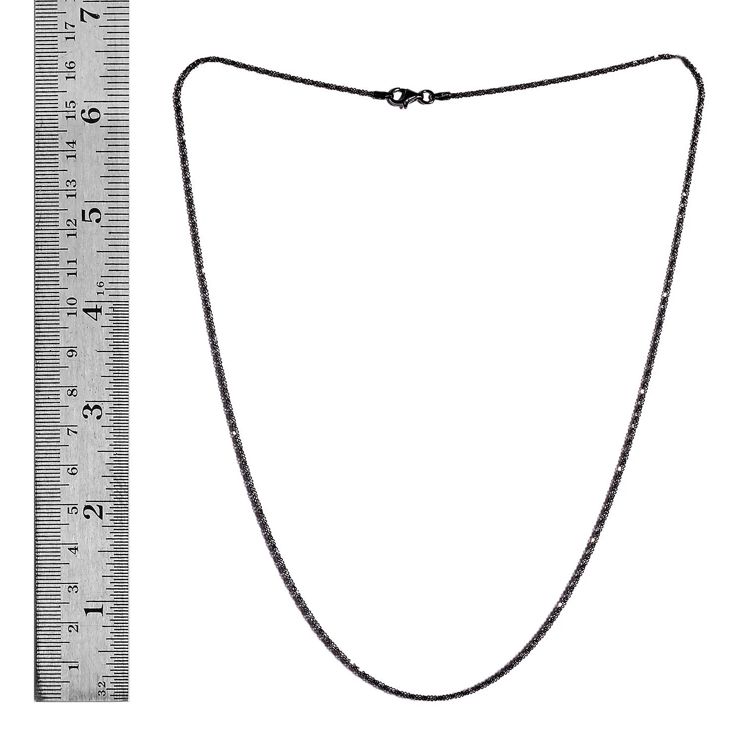 Italian Black Rhodium Sterling Silver Rock SPARKLE Chain Necklace 20 in (4.2 gms)