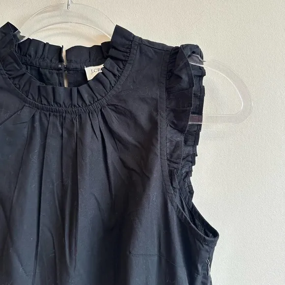 J. Crew Factory Black Tiered Ruffle Midi Dress Smocked Skirt Mock Neck Size 2
