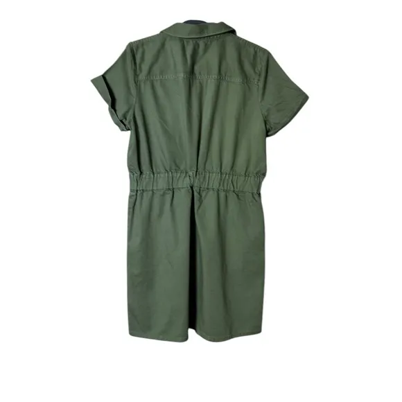 J Crew Women’s Jumper Shirt Dress Size 12 Army Green Retro Zip Streetweqr Grunge
