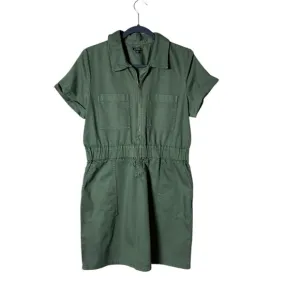 J Crew Women’s Jumper Shirt Dress Size 12 Army Green Retro Zip Streetweqr Grunge