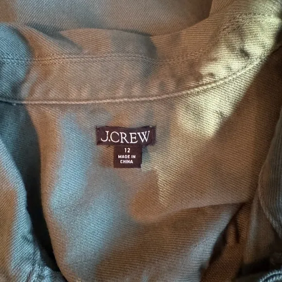J Crew Women’s Jumper Shirt Dress Size 12 Army Green Retro Zip Streetweqr Grunge