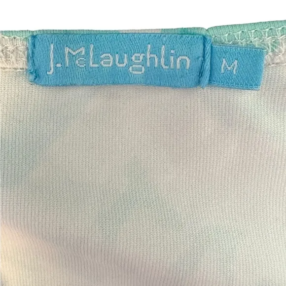 J. McLaughlin Catalina Cloth 3/4 length sleeve Light Aqua and White Dress Size M
