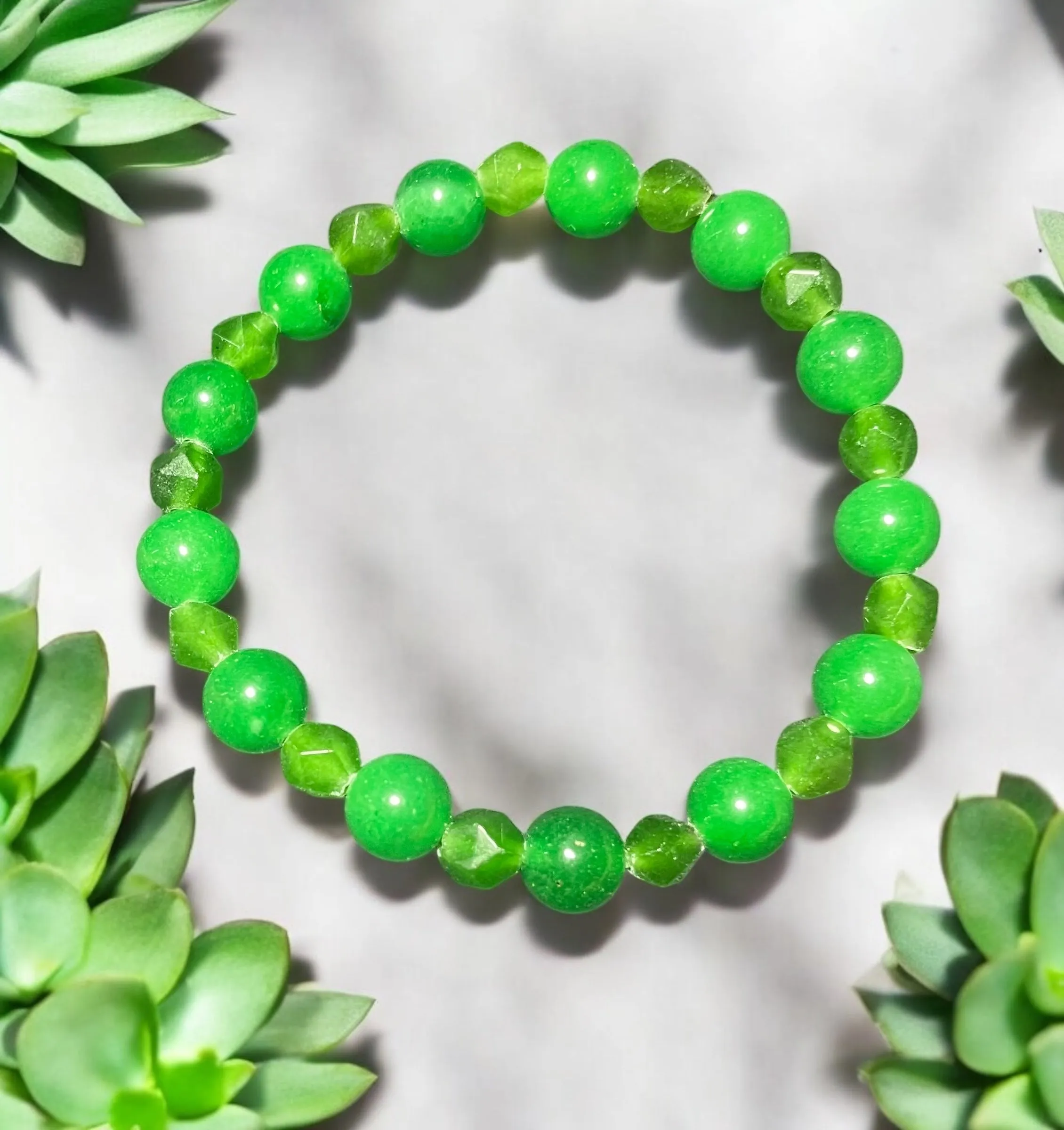 Jade Stretch Beaded Bracelet
