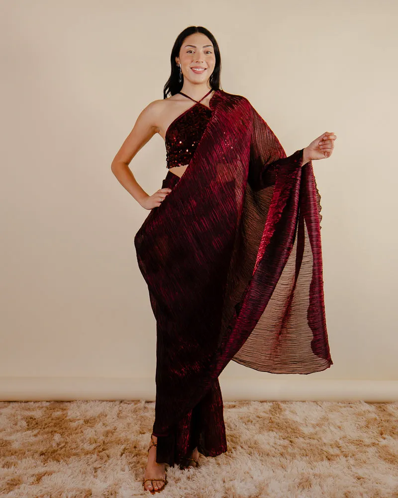 Jahan saree - Indian Maroon Saree Dress
