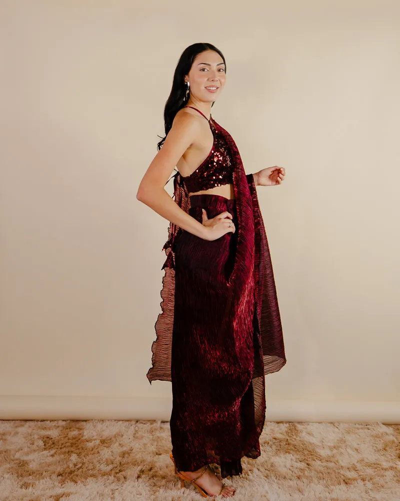 Jahan saree - Indian Maroon Saree Dress