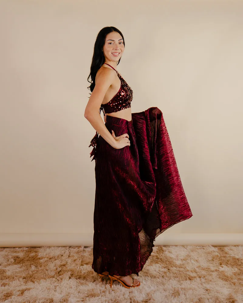 Jahan saree - Indian Maroon Saree Dress