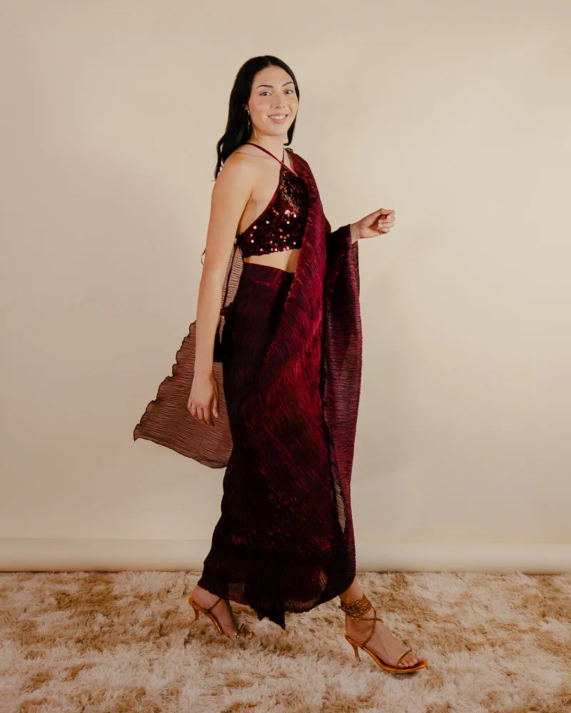 Jahan saree - Indian Maroon Saree Dress