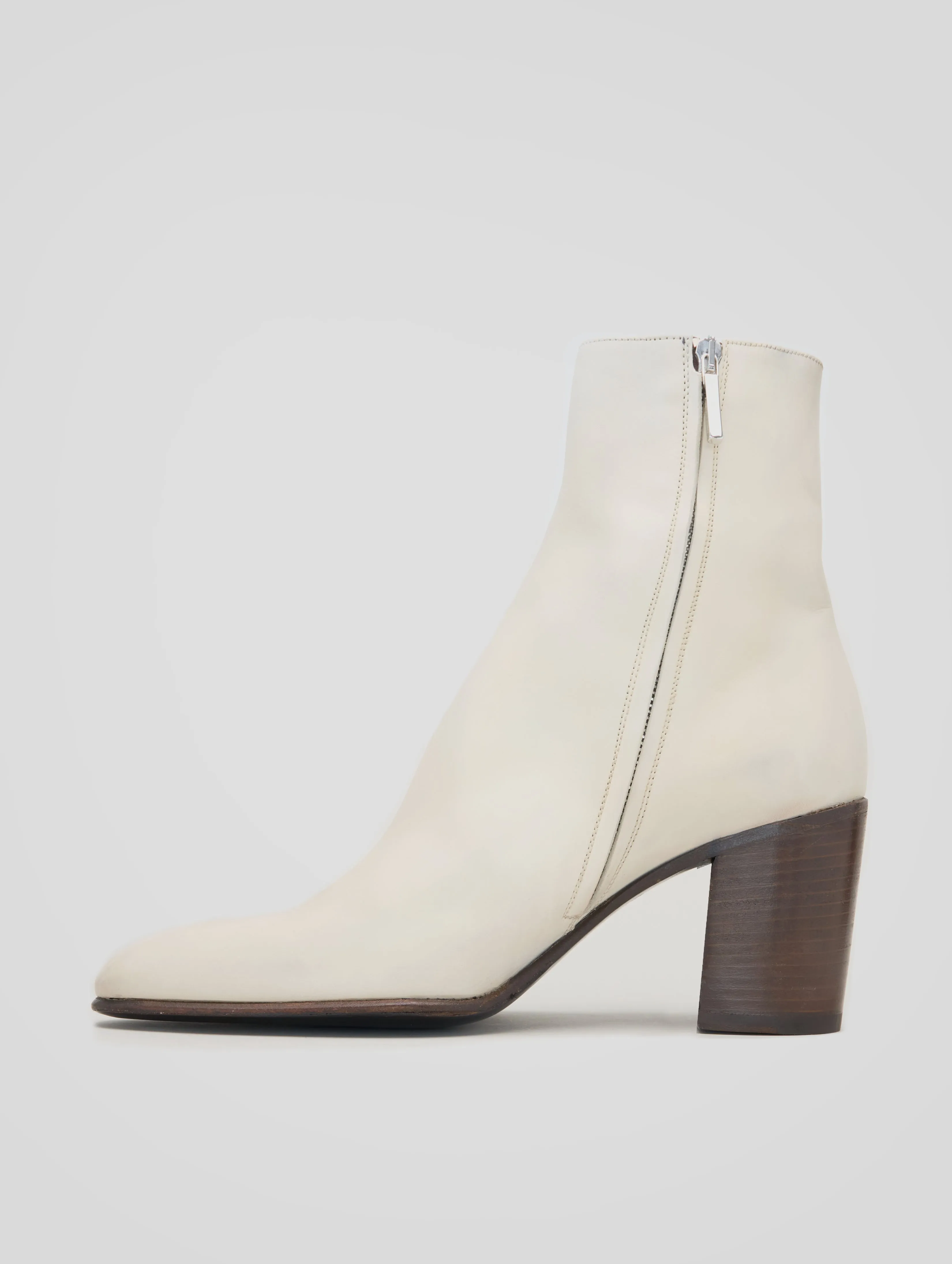 JANIS 80MM ANKLE BOOT IN IVORY CALFSKIN - Woman