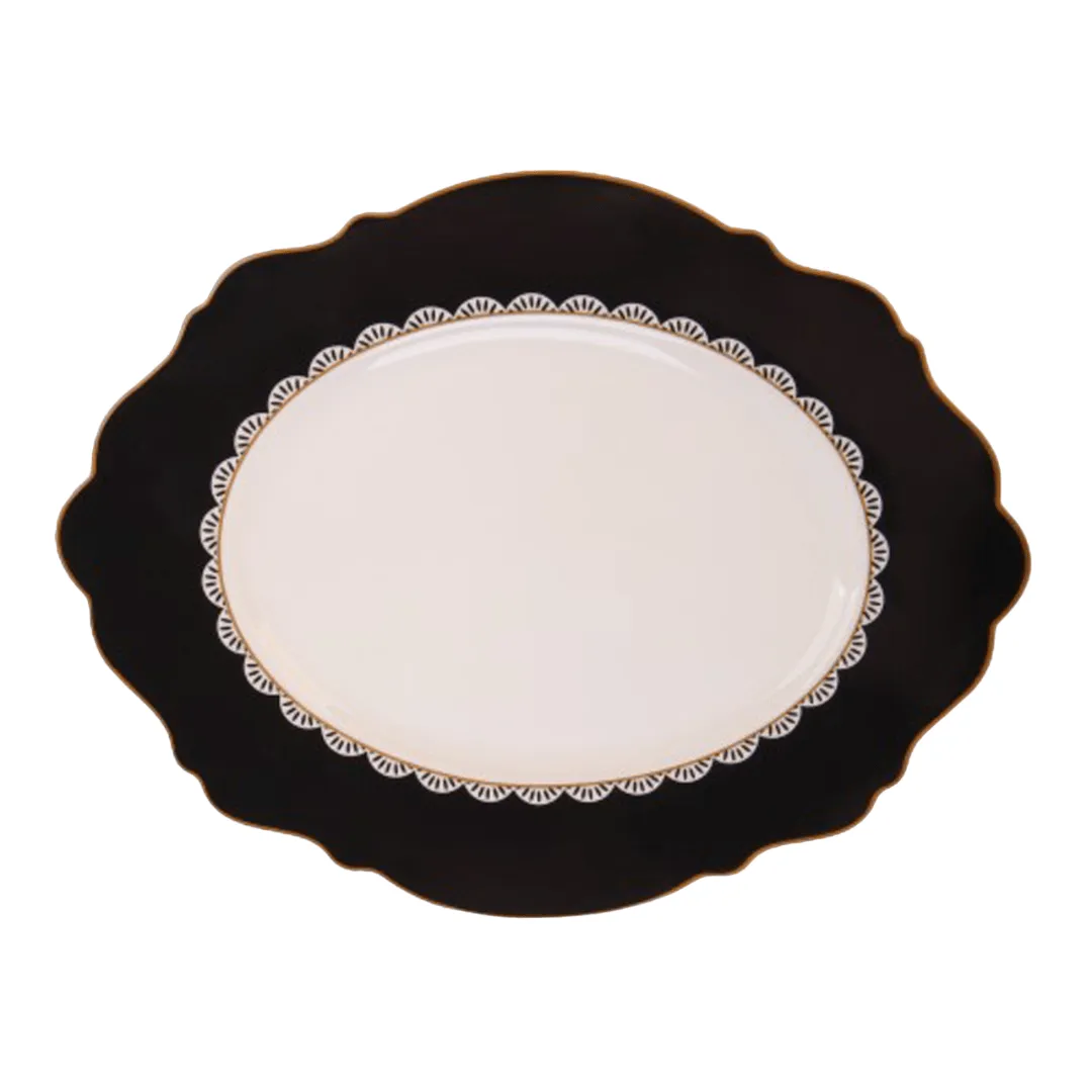Jenna Clifford  Black Rose Oval Platter 27cm JC-7242