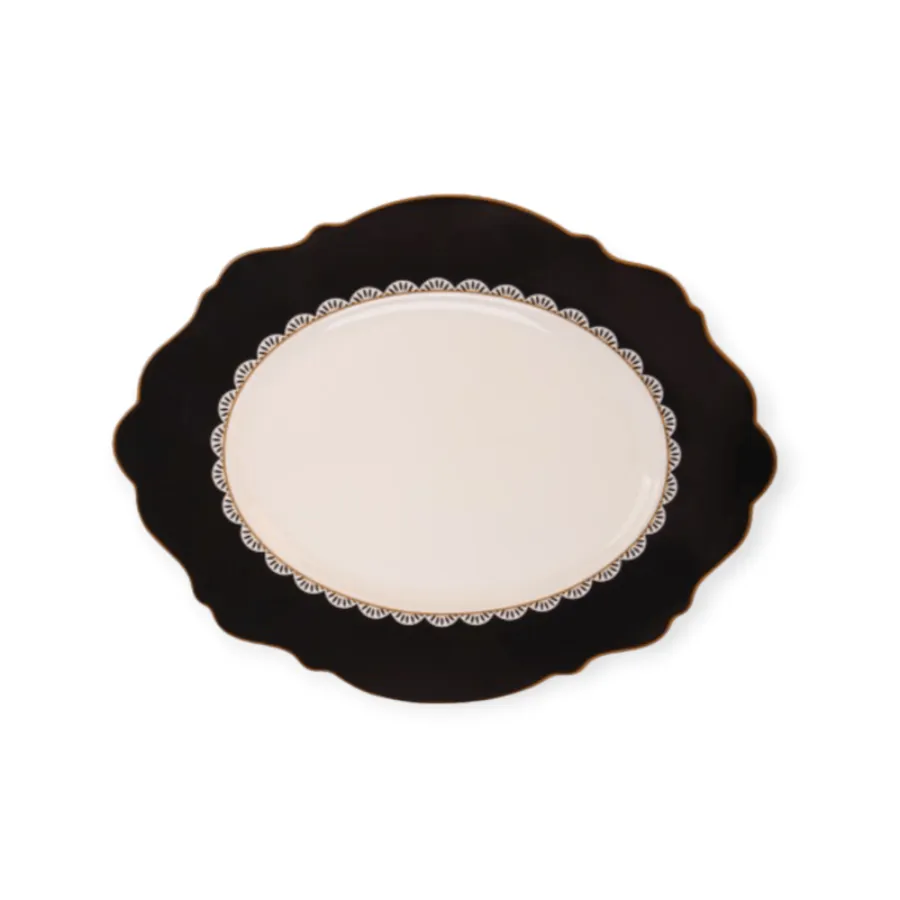 Jenna Clifford  Black Rose Oval Platter 27cm JC-7242
