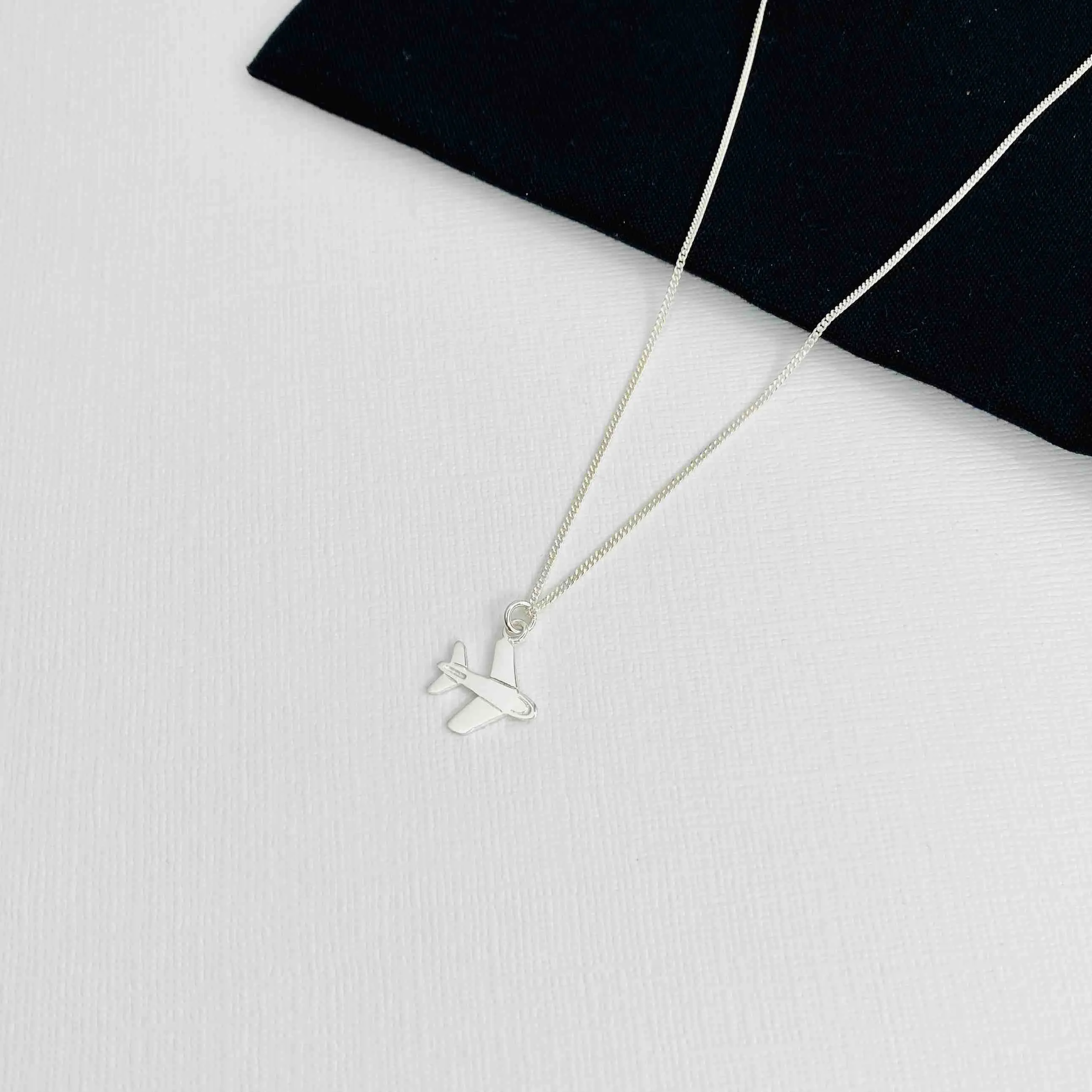 JET | Silver Aeroplane Necklace