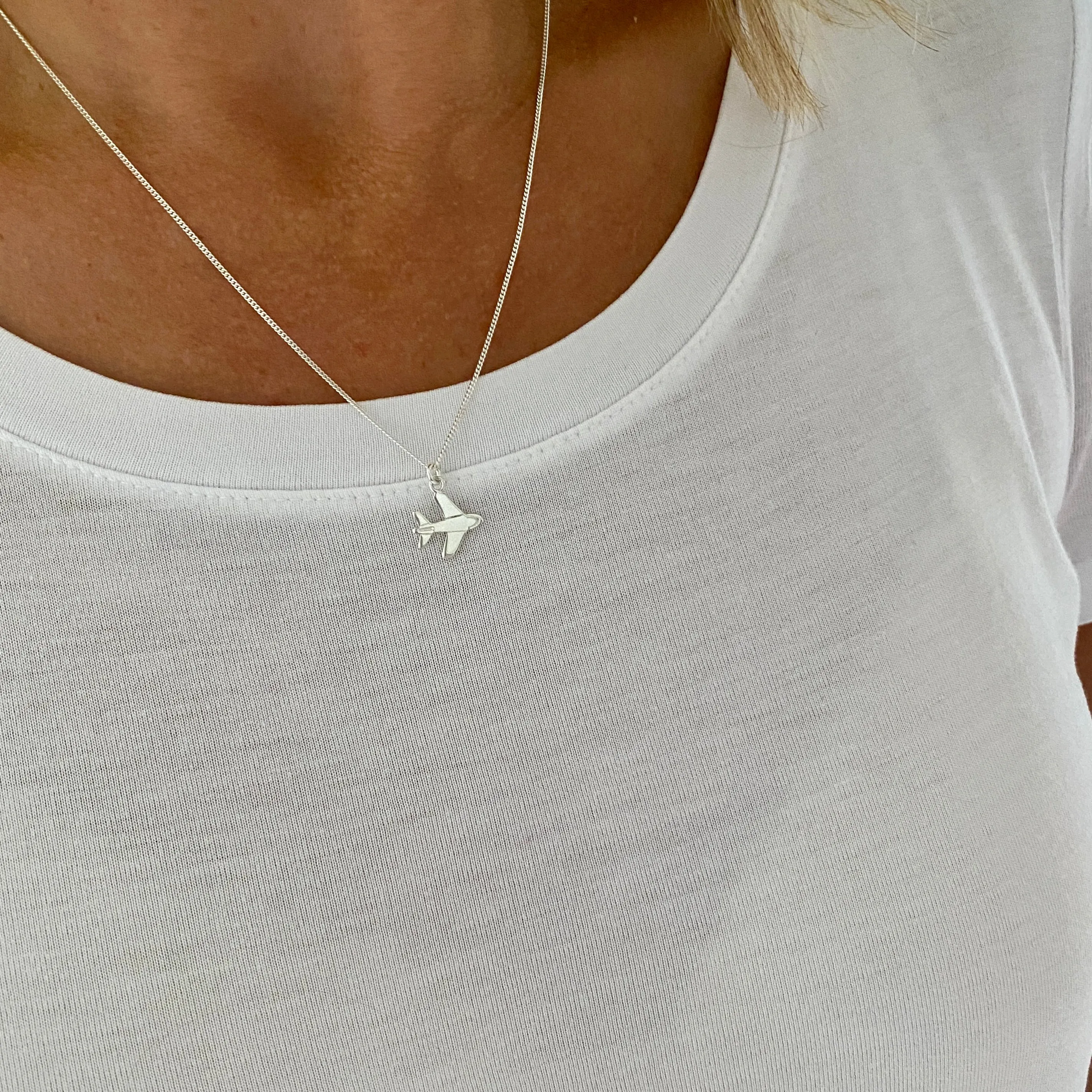 JET | Silver Aeroplane Necklace