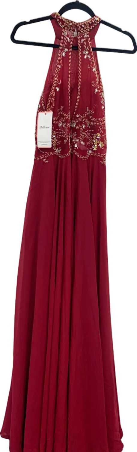 JJ's House Burgundy Beaded Evening Gown UK 14